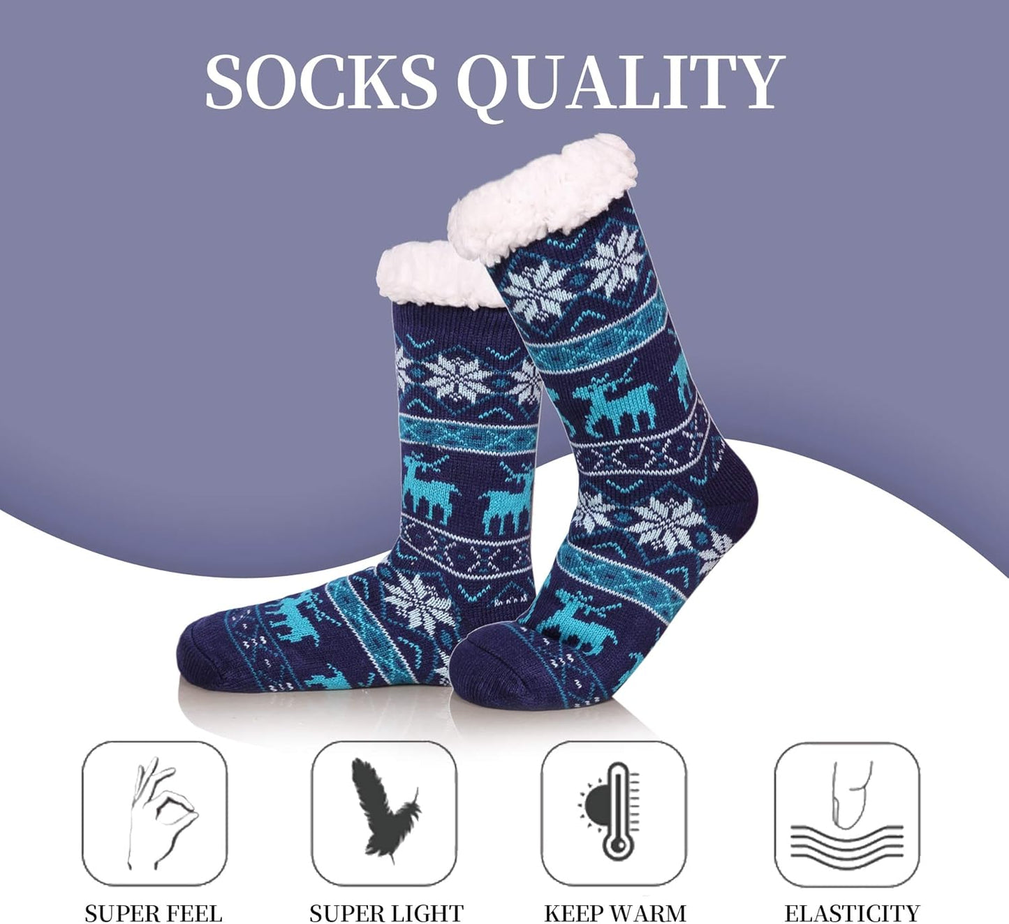 Slipper Socks for Women with Grippers, Winter Warm Fuzzy Indoor Christmas Gifts Socks