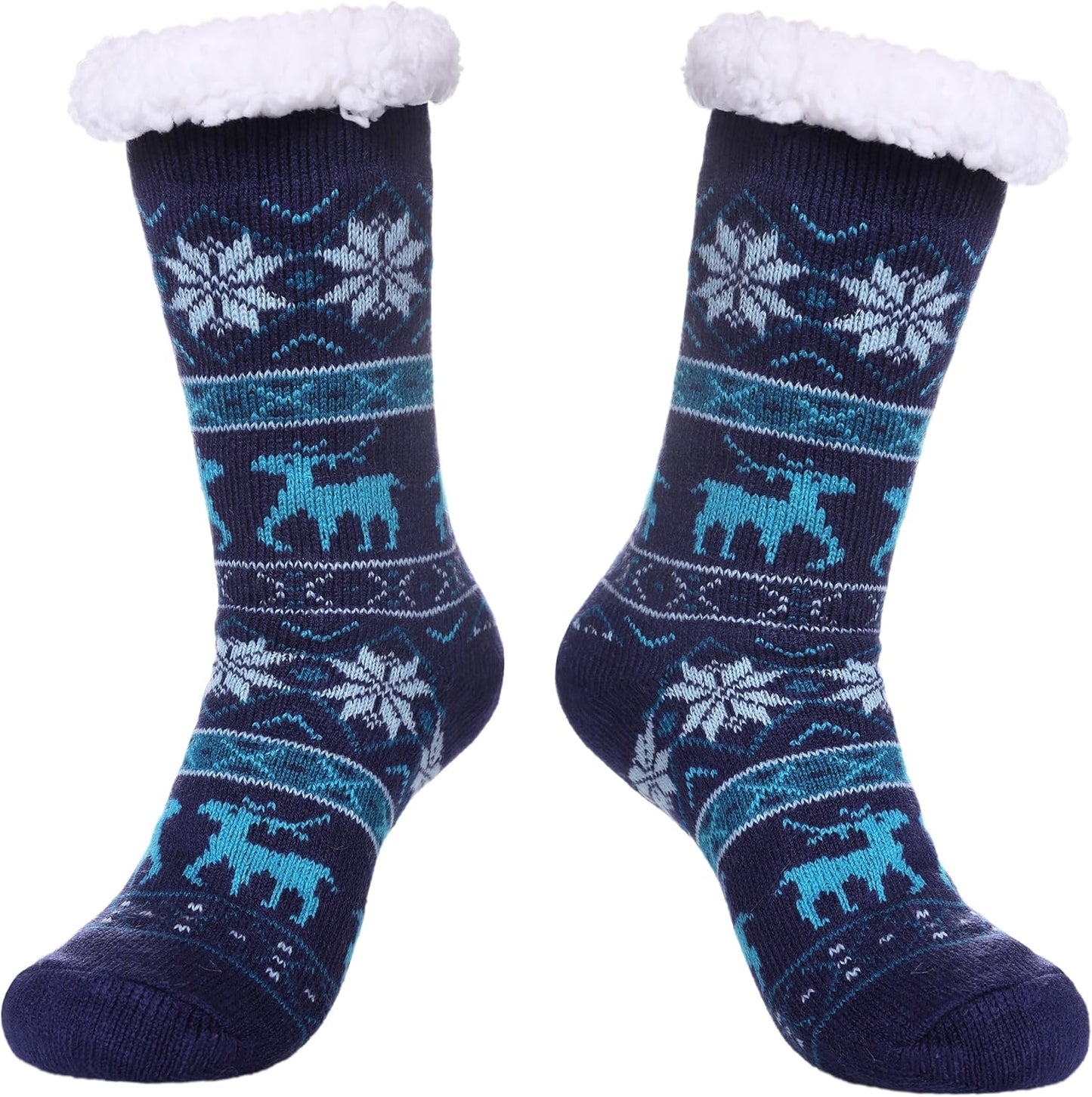 Slipper Socks for Women with Grippers, Winter Warm Fuzzy Indoor Christmas Gifts Socks